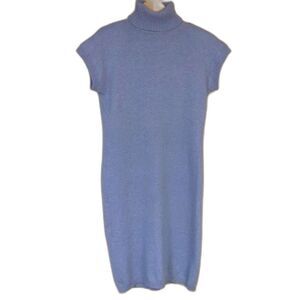 Vintage 80s Lambswool Angora Rabbit Hair Sweater Dress Small Blue Soft Summer